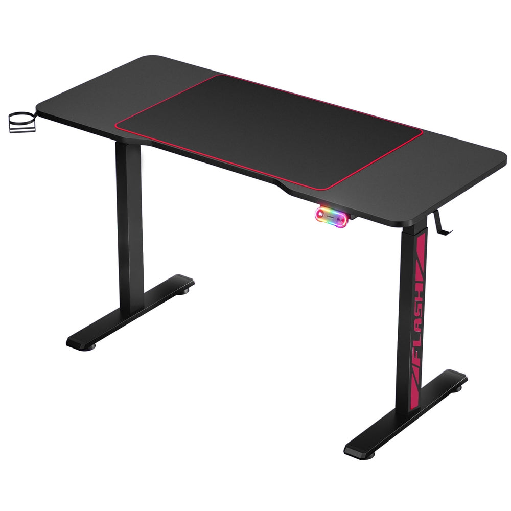 Gaming LED Standing Desk (Single Motor) Black 140cm - Homecoze