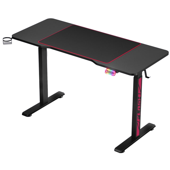 Gaming LED Standing Desk (Single Motor) Black 140cm