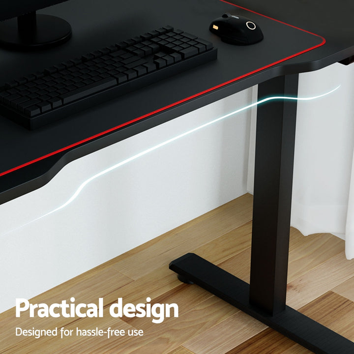 Gaming LED Standing Desk (Single Motor) Black 140cm