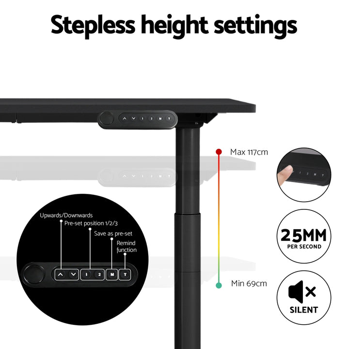 Standing Desk (Dual Motor) Black 120cm - Homecoze