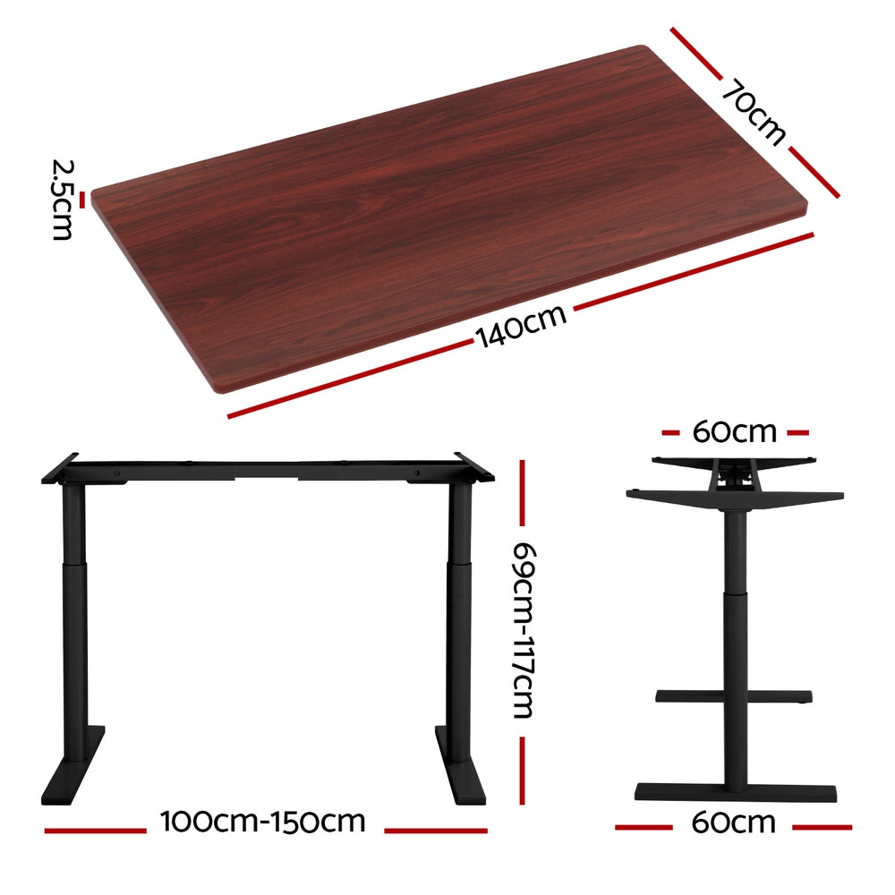 Standing Desk (Dual Motor) Black & Walnut 140cm - Homecoze
