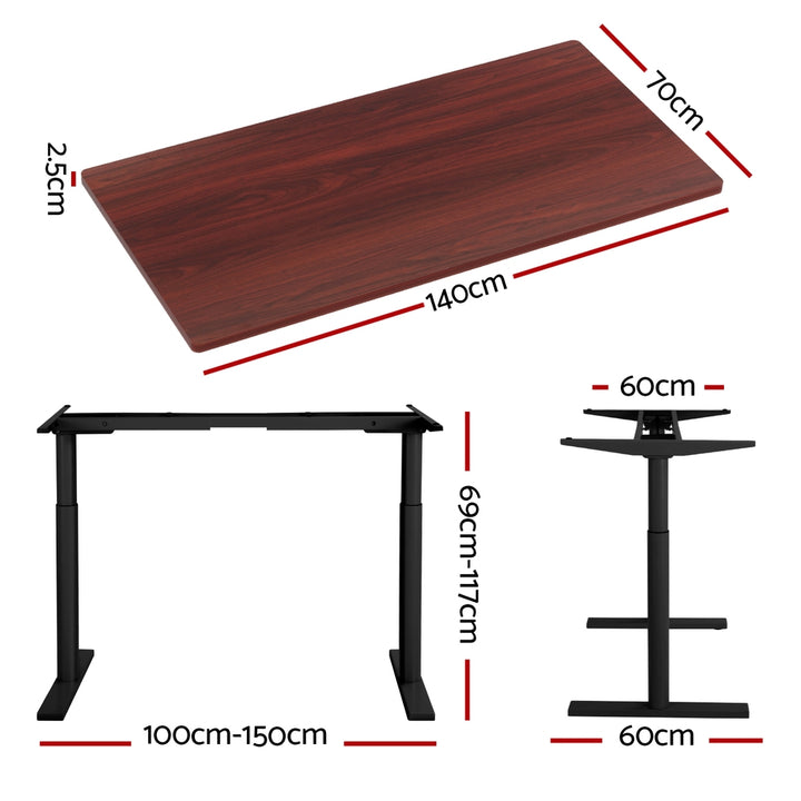 Standing Desk (Dual Motor) Black & Walnut 140cm - Homecoze
