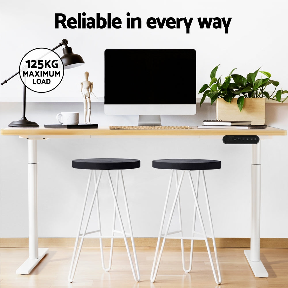 Standing Desk (Dual Motor) White & Oak 120cm - Homecoze