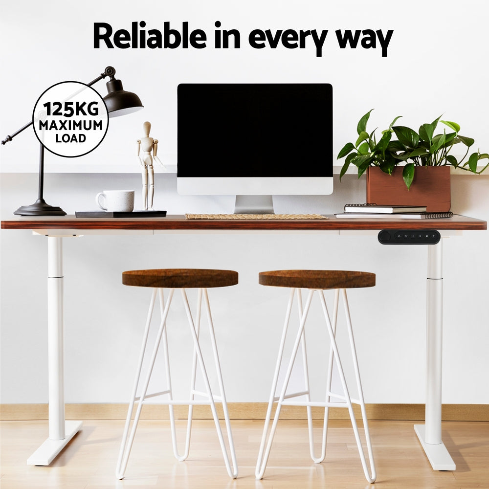 Standing Desk (Dual Motor) White & Rustic 120cm - Homecoze