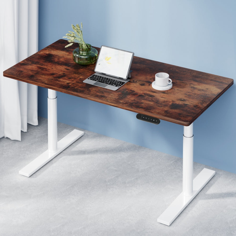 Standing Desk (Dual Motor) White & Rustic 120cm