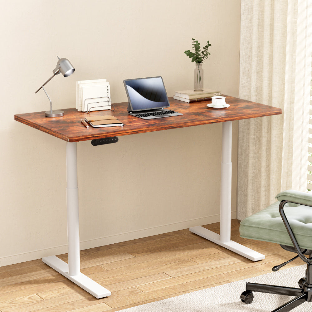 Standing Desk (Dual Motor) White & Rustic 140cm - Homecoze