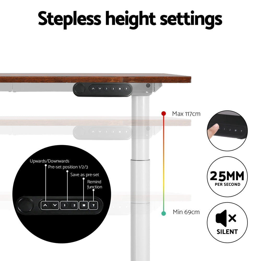 Standing Desk (Dual Motor) White & Rustic 140cm - Homecoze