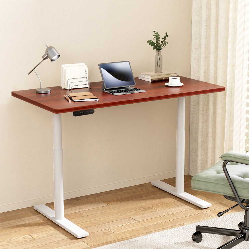 Standing Desk (Dual Motor) White & Walnut 120cm - Homecoze