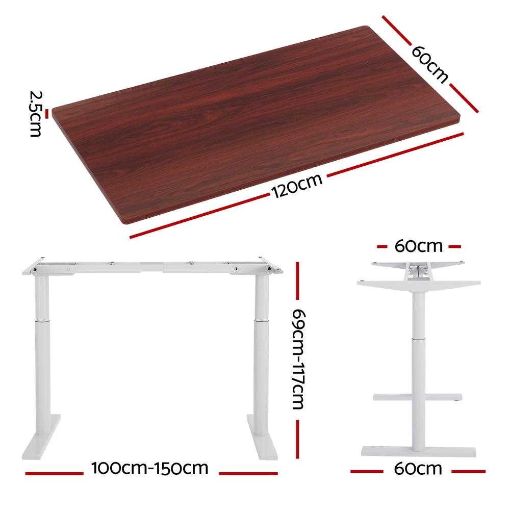 Standing Desk (Dual Motor) White & Walnut 120cm - Homecoze