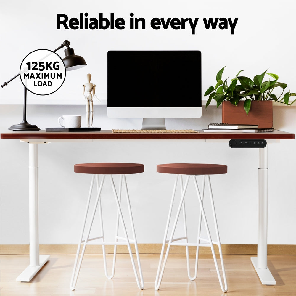 Standing Desk (Dual Motor) White & Walnut 120cm - Homecoze