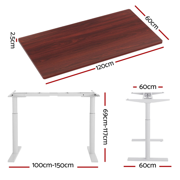 Standing Desk (Dual Motor) White & Walnut 120cm