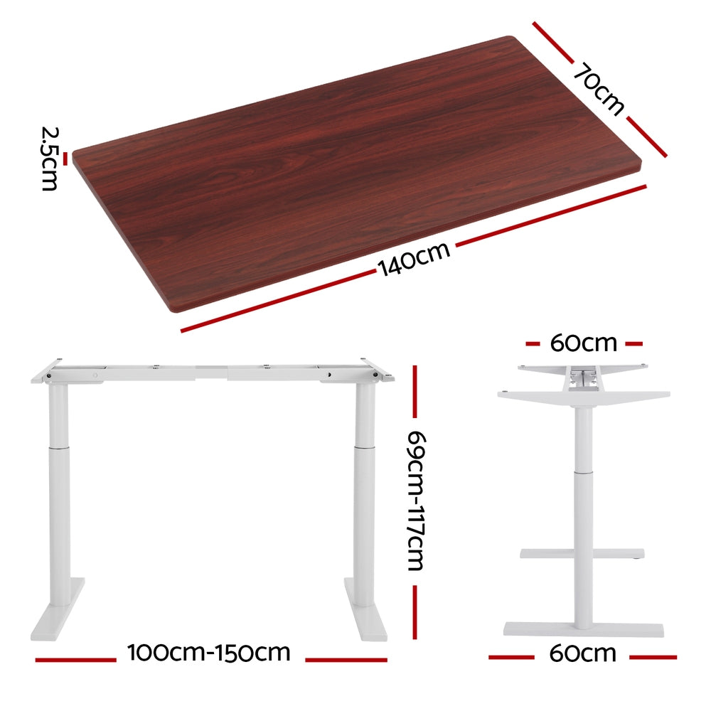 Standing Desk (Dual Motor) White & Walnut 140cm - Homecoze