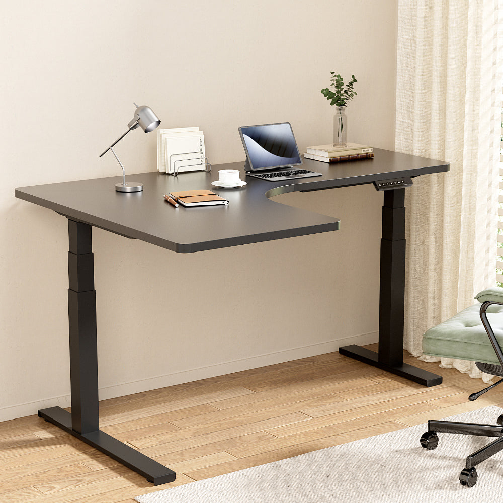 L-shape Standing Desk Black & Black 160cm - Homecoze