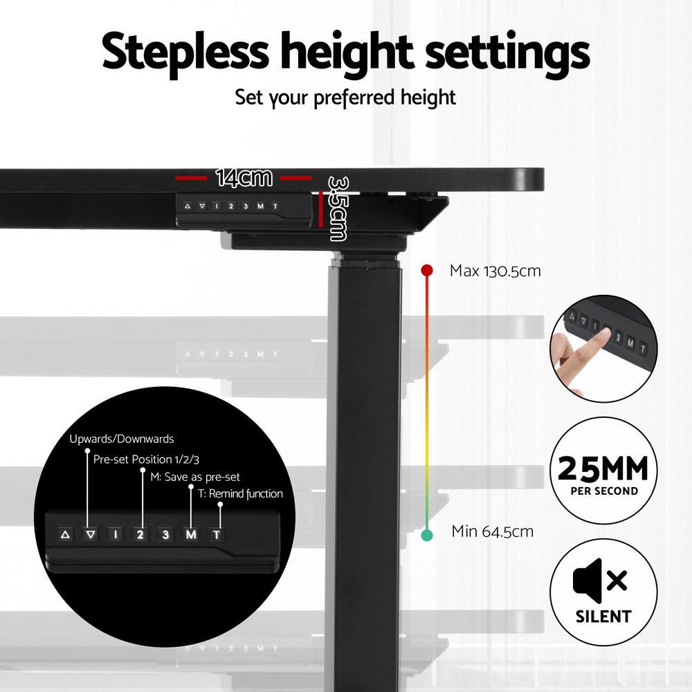L-shape Standing Desk Black & Black 160cm - Homecoze