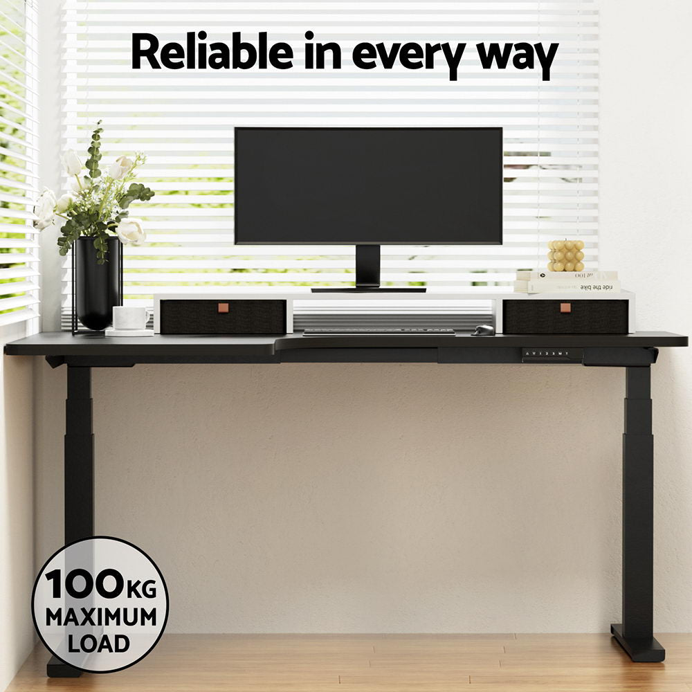 L-shape Standing Desk Black & Black 160cm - Homecoze