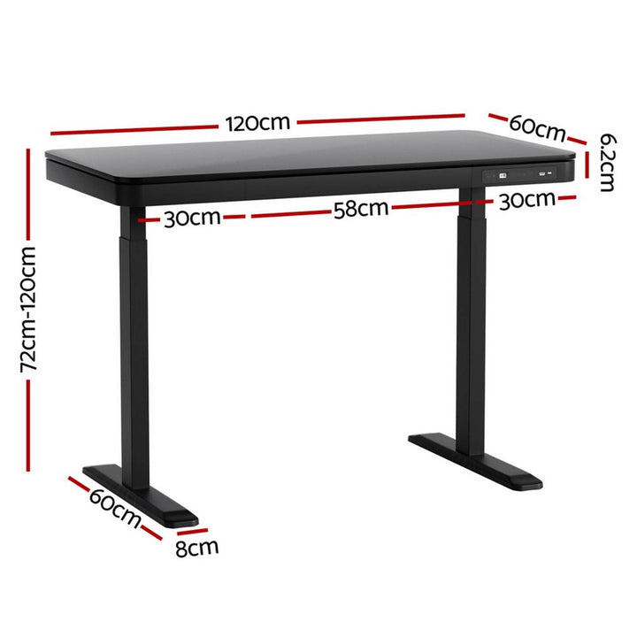 Standing Desk with Drawer (Dual Motor) Black 120cm - Homecoze
