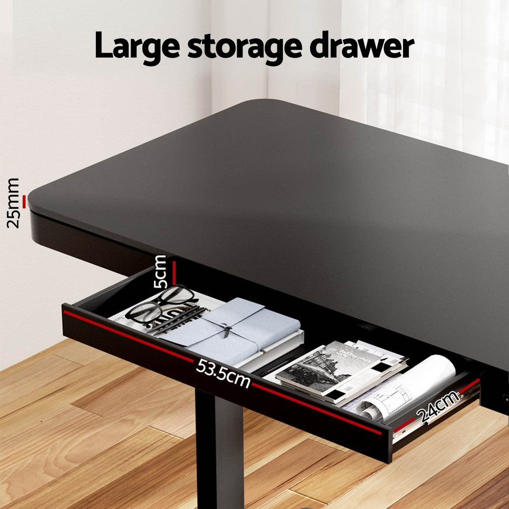 Standing Desk with Drawer (Dual Motor) Black 120cm - Homecoze