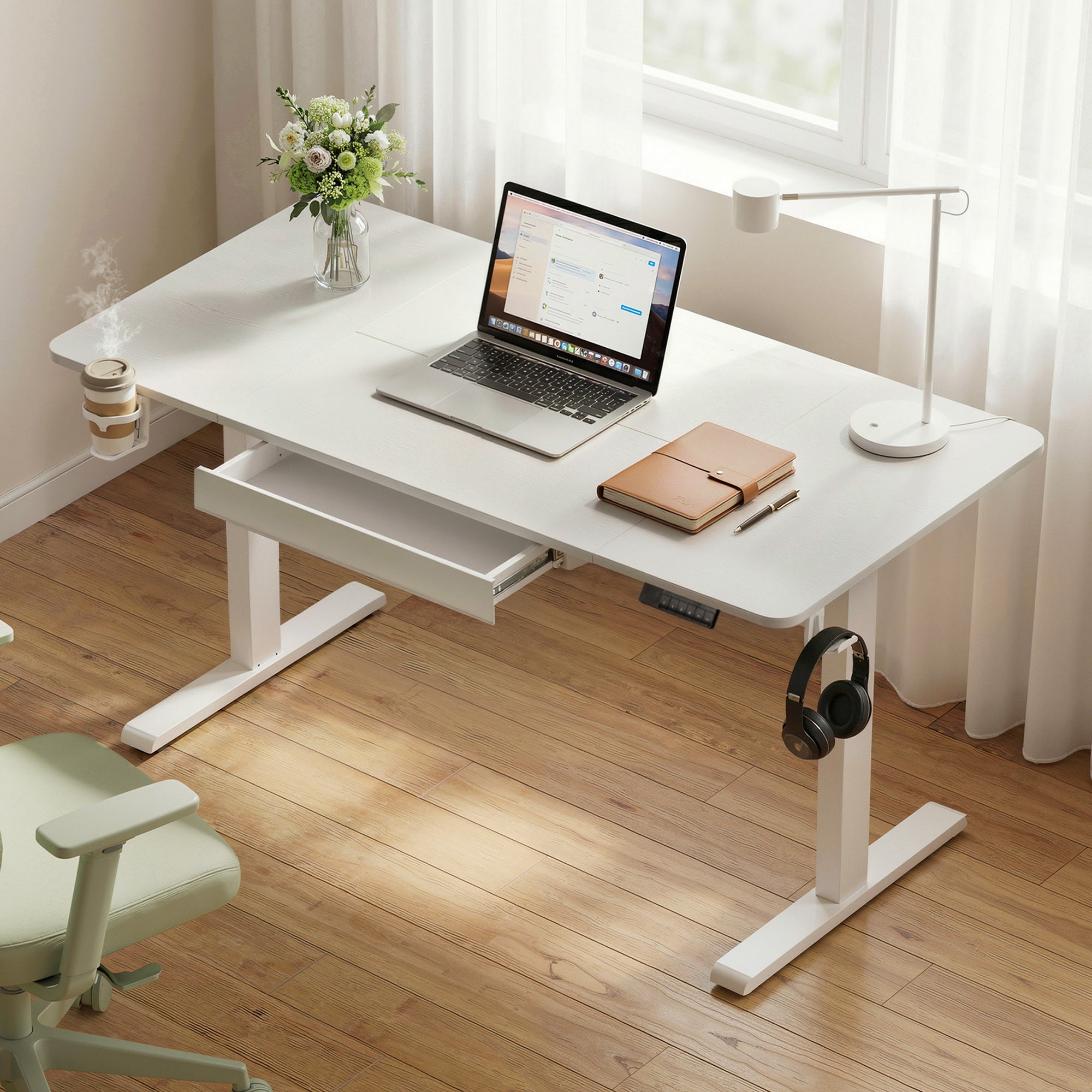 Artiss Electric Standing Desk 140cm Adjustable Height Motorised Home Office Desk Drawer - Homecoze