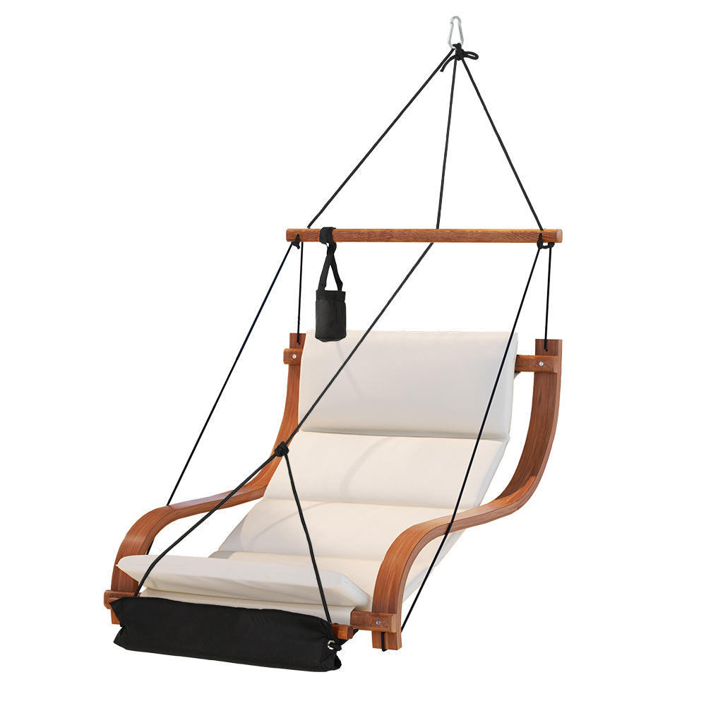 Hanging Lounge Chair Wooden Hammock Seat Indoor Outdoor - Homecoze
