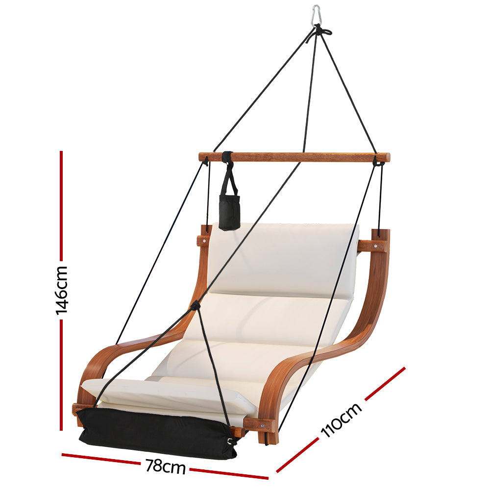 Hanging Lounge Chair Wooden Hammock Seat Indoor Outdoor - Homecoze