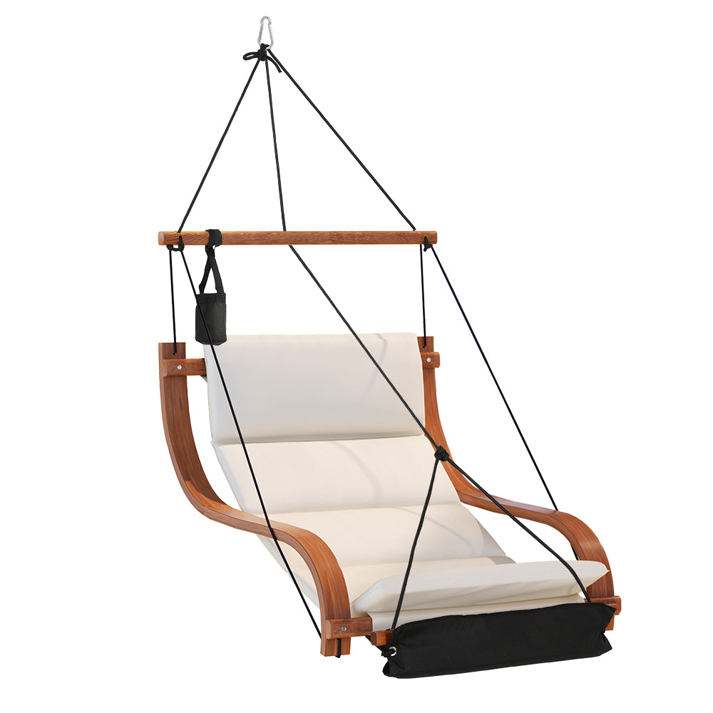 Hanging Lounge Chair Wooden Hammock Seat Indoor Outdoor - Homecoze