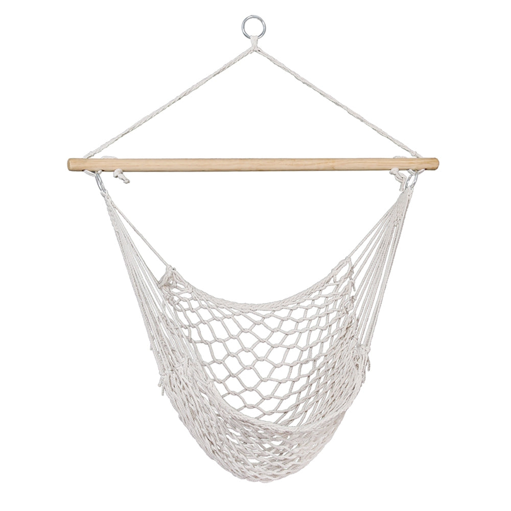 Woven Cotton Rope Hammock Chair Indoor or Outdoor - Cream - Homecoze