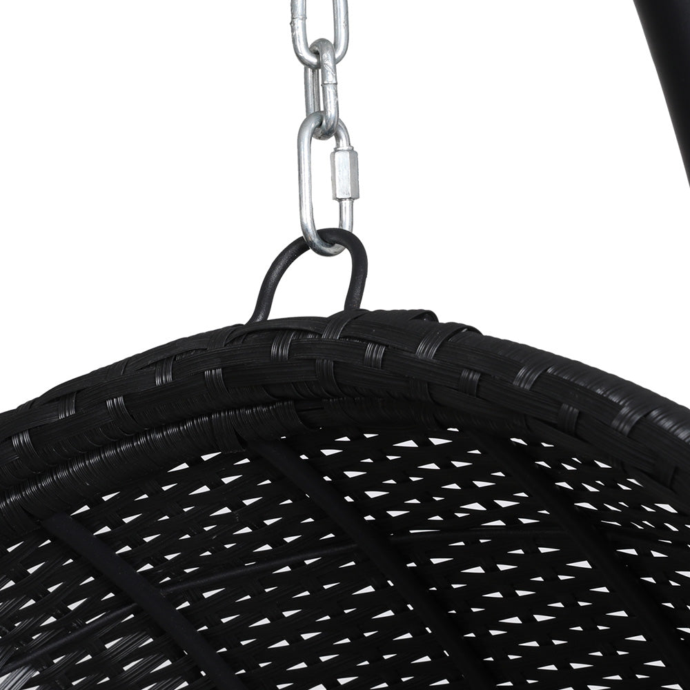 Hanging Wicker Egg Chair with Stand - Black - Homecoze