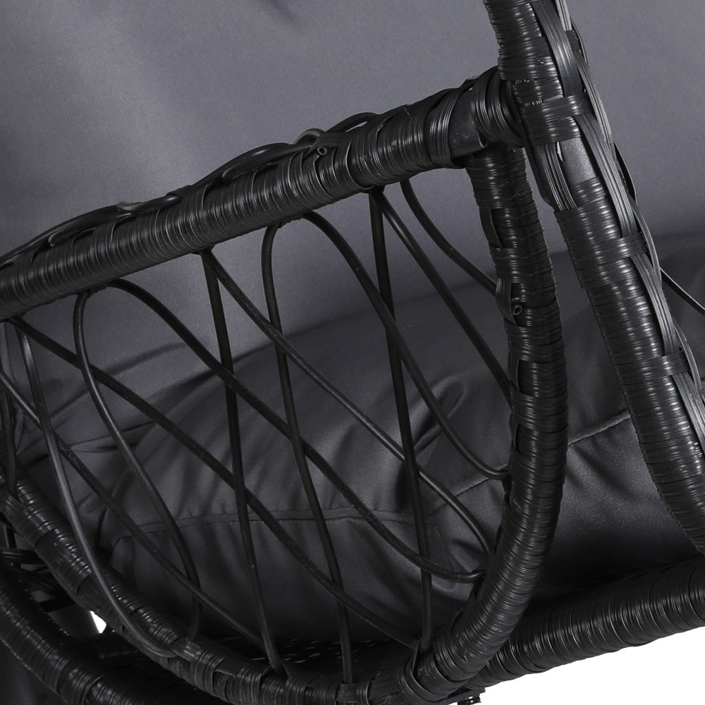Hanging Wicker Egg Chair with Stand - Black - Homecoze