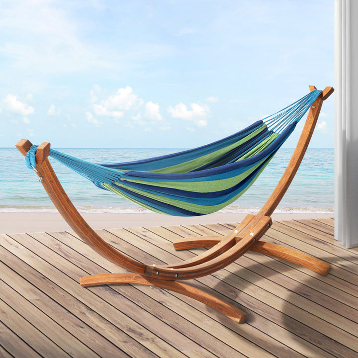 Swinging Hammock Bed with Wooden Stand