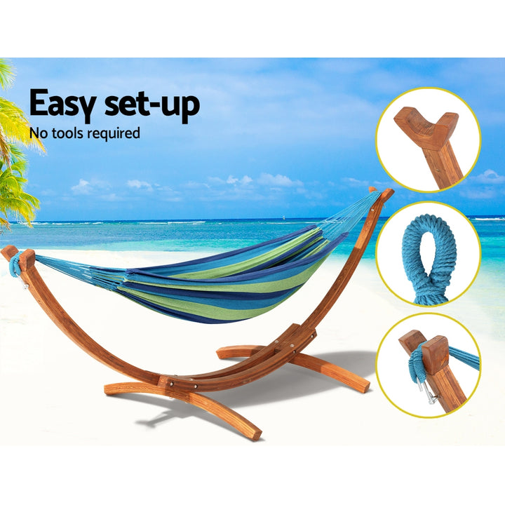 Swinging Hammock Bed with Wooden Stand