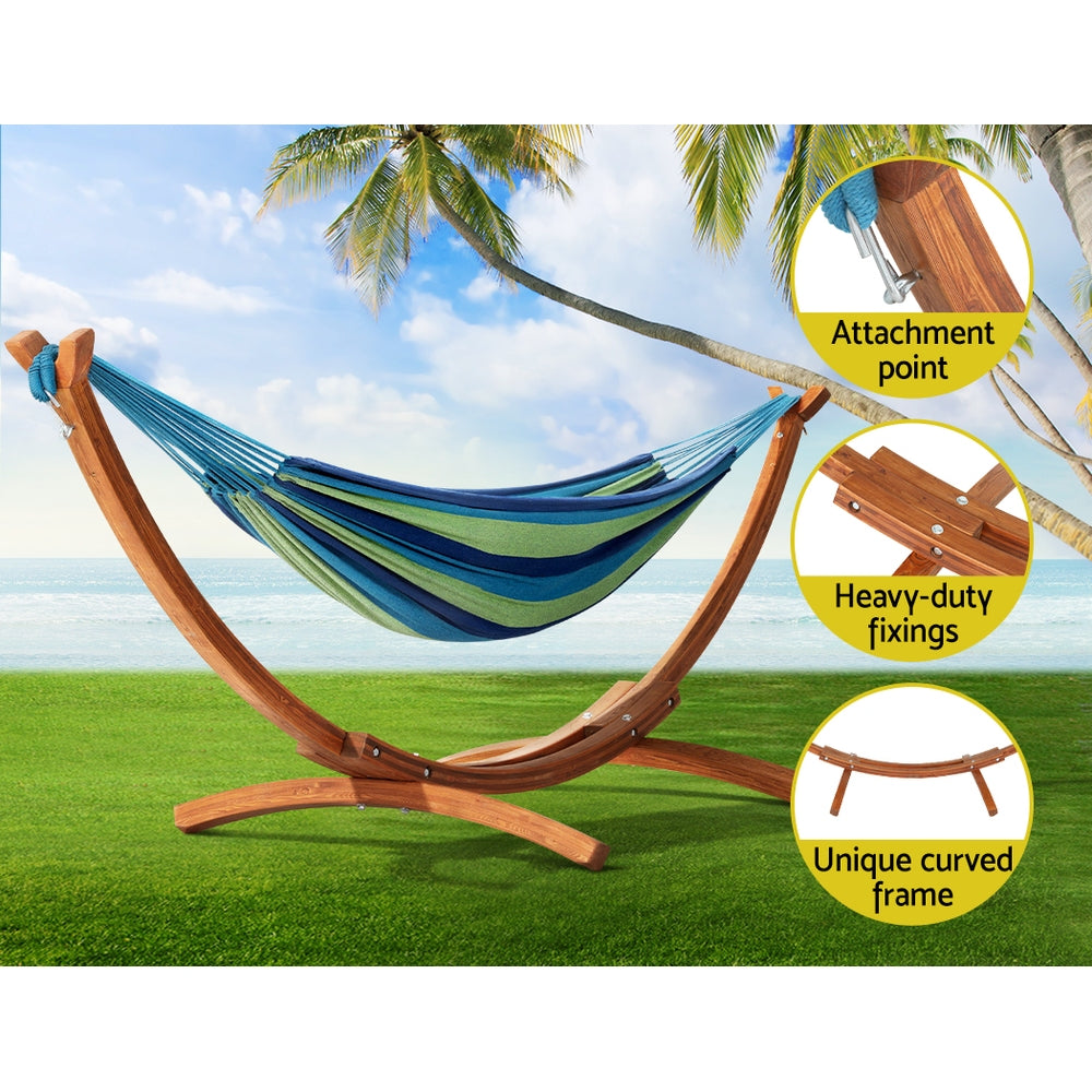 Swinging Hammock Bed with Wooden Stand