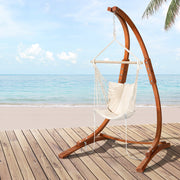 Wooden Hammock Chair Swing with Stand Outdoor Timber Lounger - Homecoze