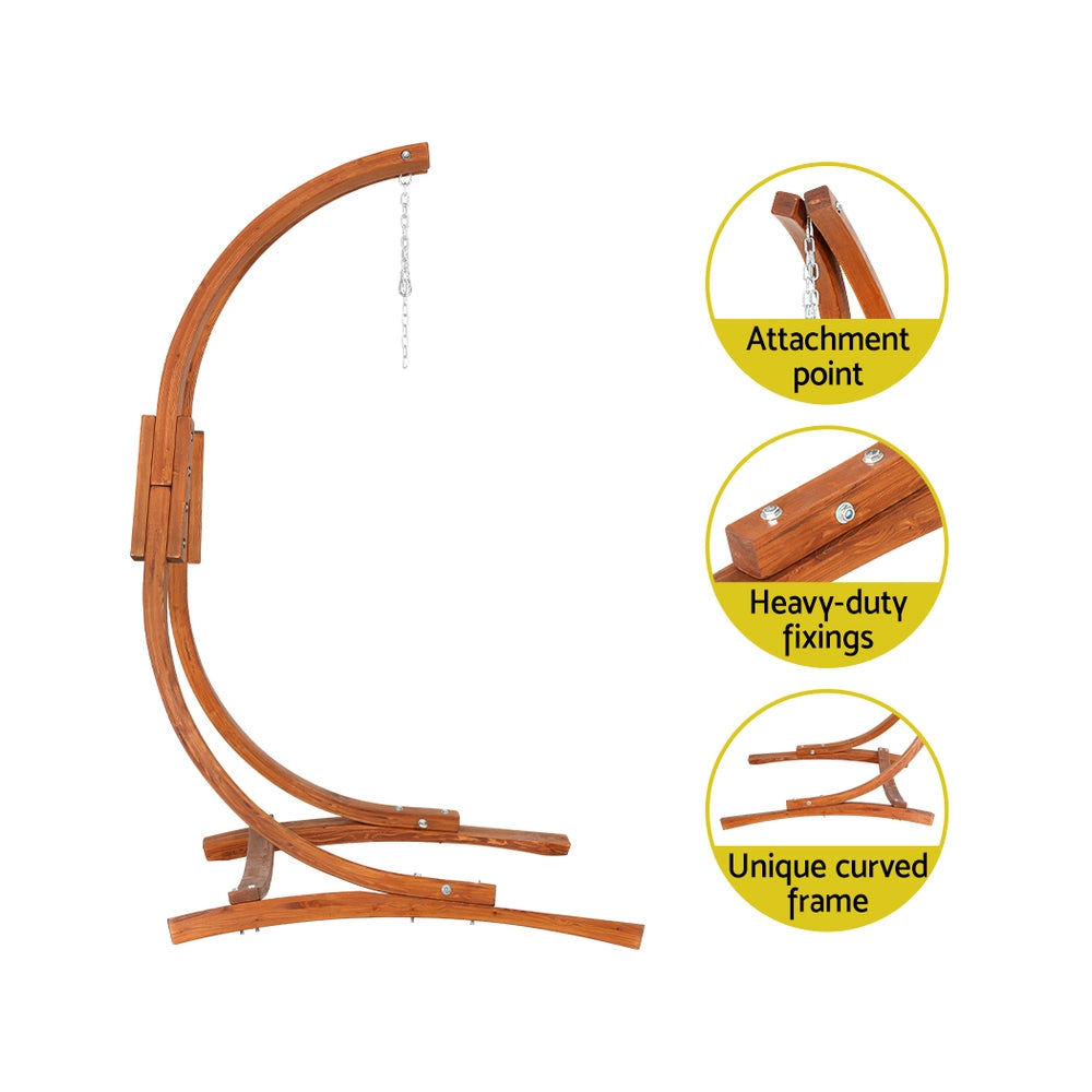Wooden Hammock Chair Swing with Stand Outdoor Timber Lounger - Homecoze