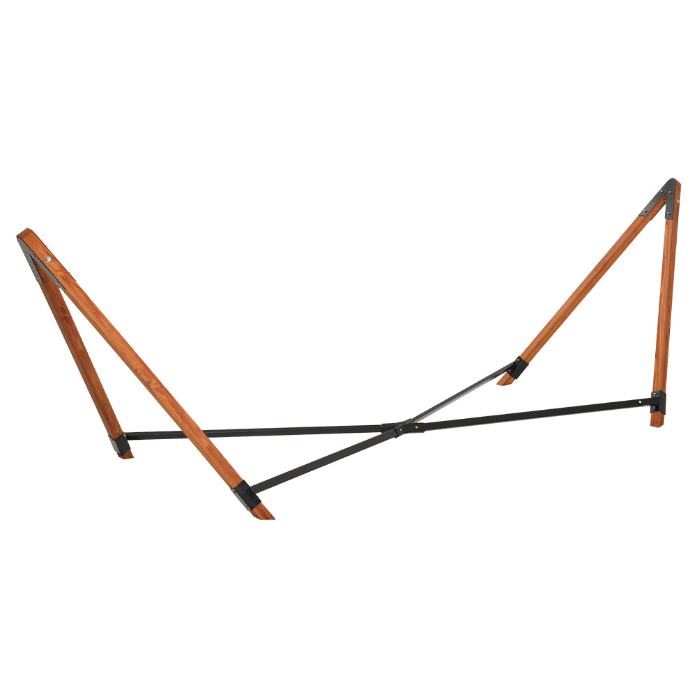 Deluxe Double 2-Person Hammock with Wooden Stand Indoor/Outdoor Use - Grey - Homecoze