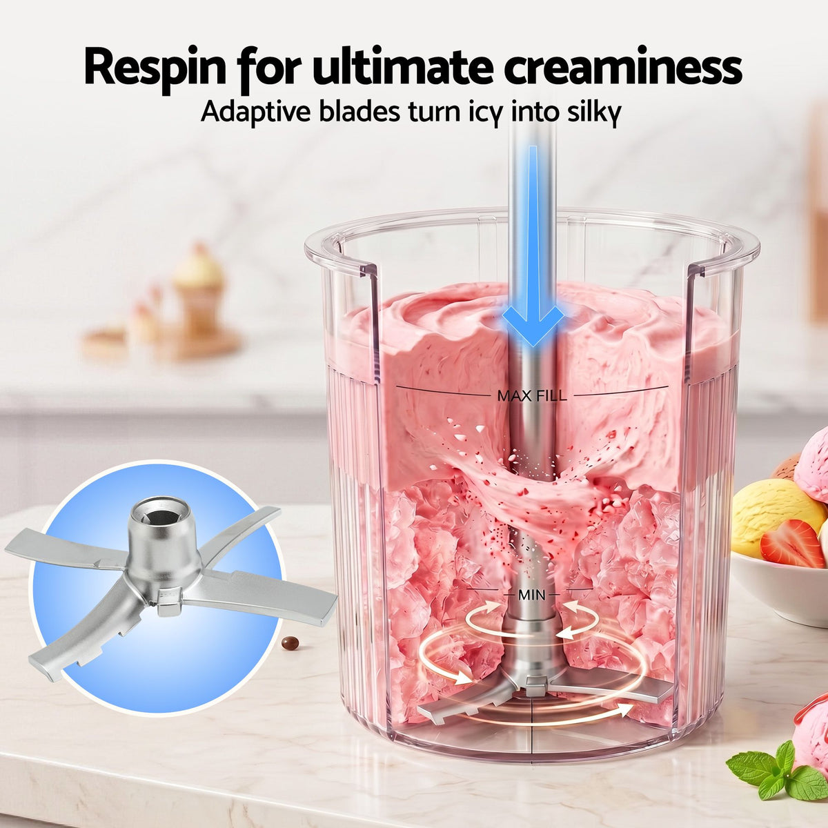 Devanti 10-in-1 Ice Cream Maker Machine Homemade Gelato Sorbet Smart Portion Control Custom Mix-Ins - Homecoze