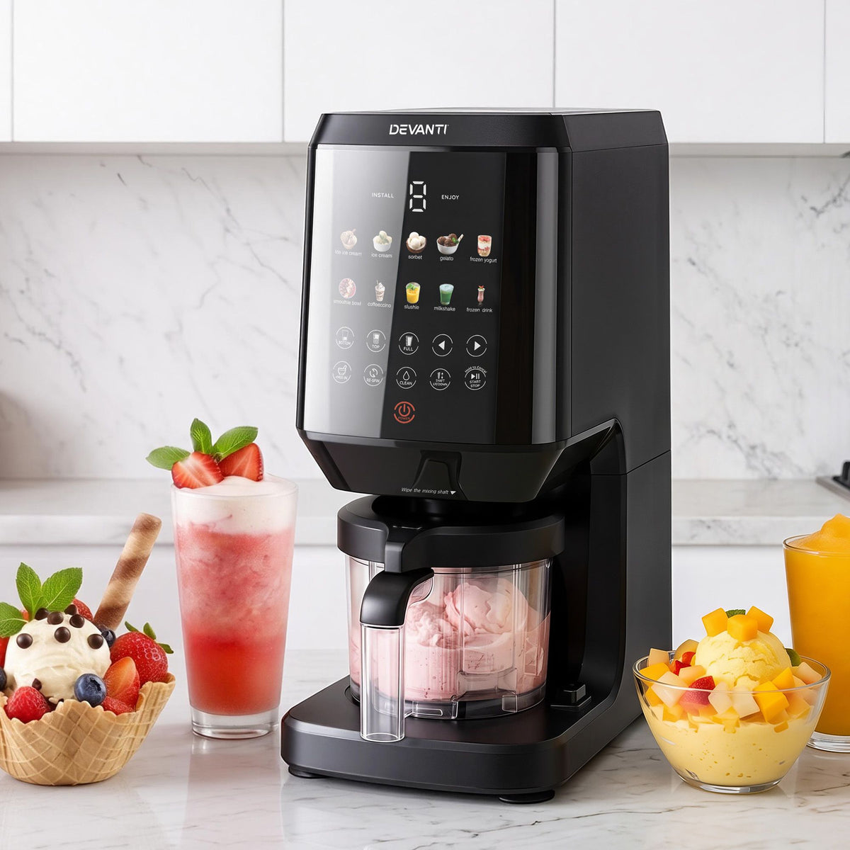 Devanti 10-in-1 Ice Cream Maker Machine Homemade Gelato Sorbet Smart Portion Control Custom Mix-Ins - Homecoze
