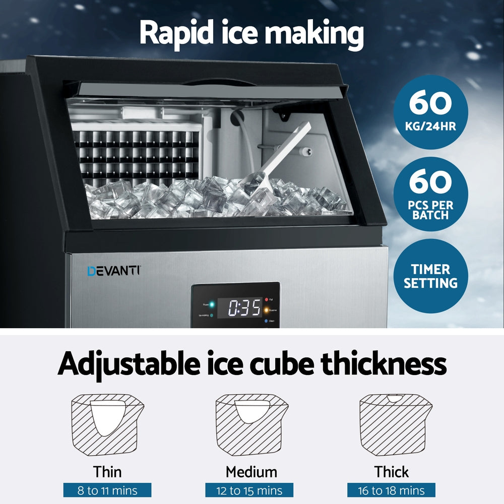 Commercial 60kg Ice Cube Maker - Homecoze