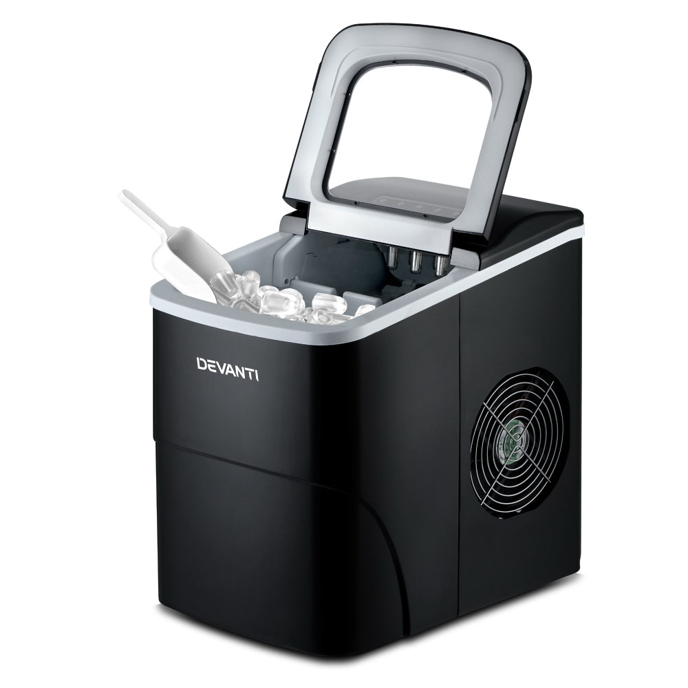Portable Ice Cube Maker Machine 0.5kg/hr Small or Large Ice Home Bar Benchtop - Black - Homecoze