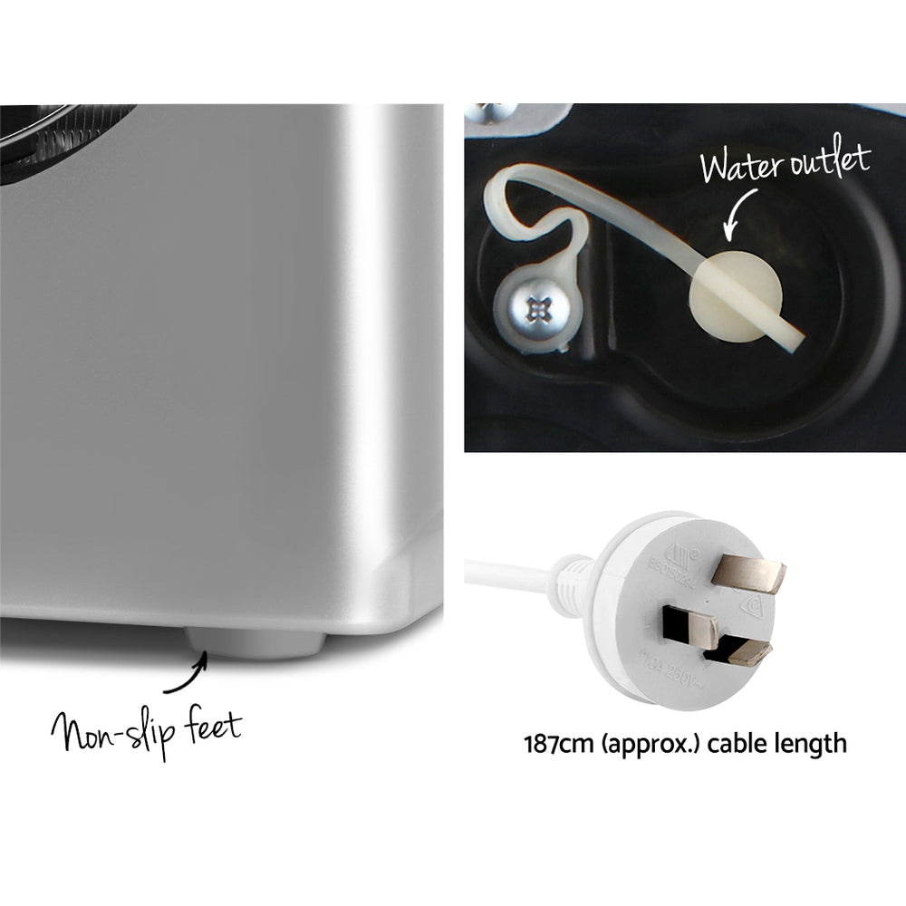 Portable Ice Cube Maker Machine 0.5kg/hr Small or Large Ice Home Bar Benchtop - Silver - Homecoze