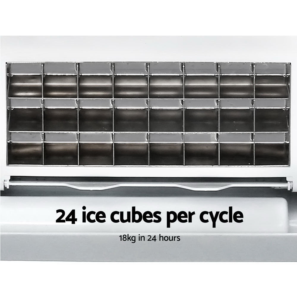 Portable Ice Cube Maker 0.75kg/hr Adjustable Ice Size Home Bar Benchtop - Stainless Steel - Homecoze
