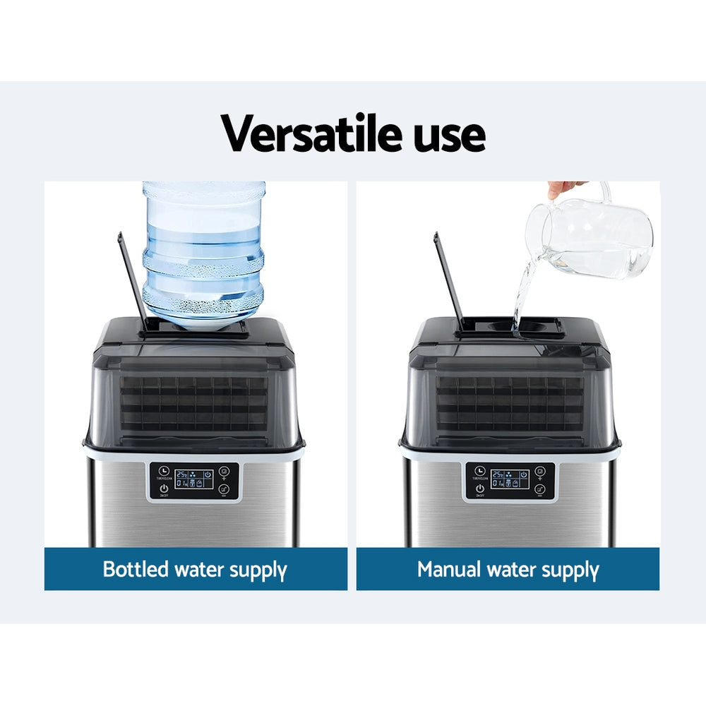 Commercial Ice Cube Maker Ice Machine 0.8kg/hr Adjustable Ice Size - Stainless Steel - Homecoze