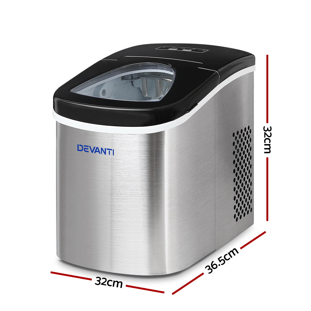 Portable Ice Cube Maker 0.5kg/hr Small or Large Home Ice Machine Stainless Steel - Homecoze