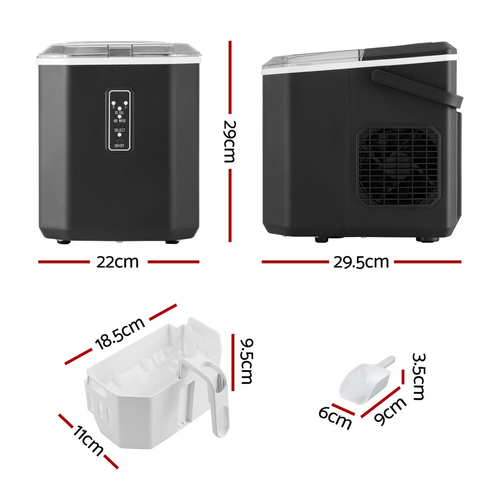 0.5kg/hr Portable Ice Cube Maker - Black - Homecoze