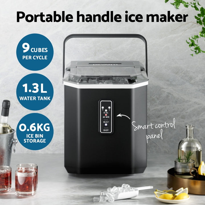 Devanti 12kg Ice Maker Machine 1.3L w/Scoop Holder Black - Homecoze
