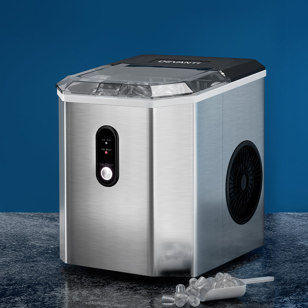 Portable Ice Cube Maker Ice Machine 0.5kg/hr Bullet Ice Home Bar Benchtop - Stainless Steel - Homecoze