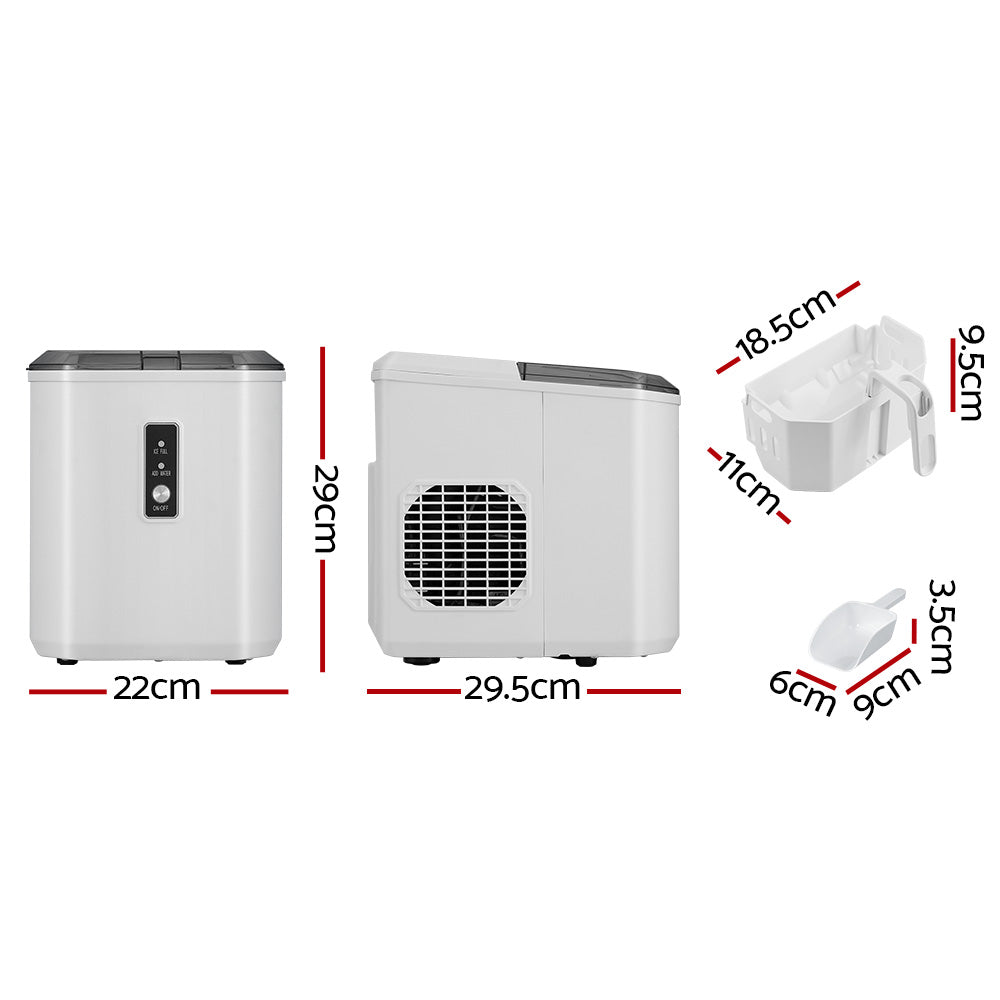 Portable Ice Cube Maker Ice Machine 0.5kg/hr Bullet Ice Home Bar Benchtop - White - Homecoze