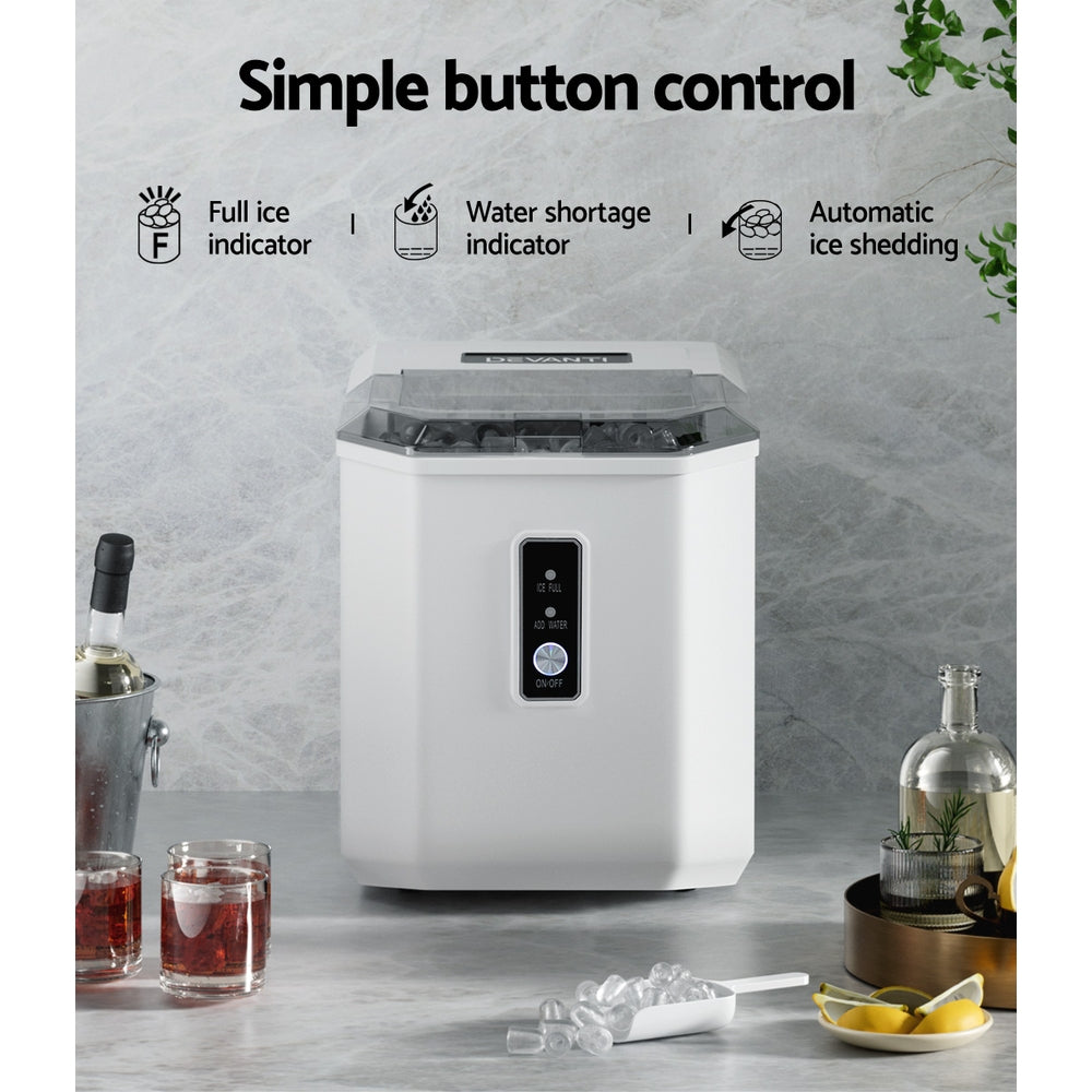 Portable Ice Cube Maker Ice Machine 0.5kg/hr Bullet Ice Home Bar Benchtop - White - Homecoze