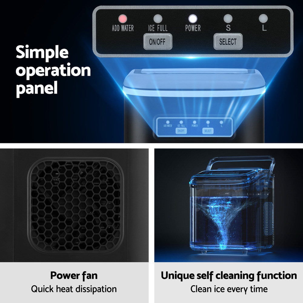 0.5kg/hr Portable Ice Maker - Black - Homecoze