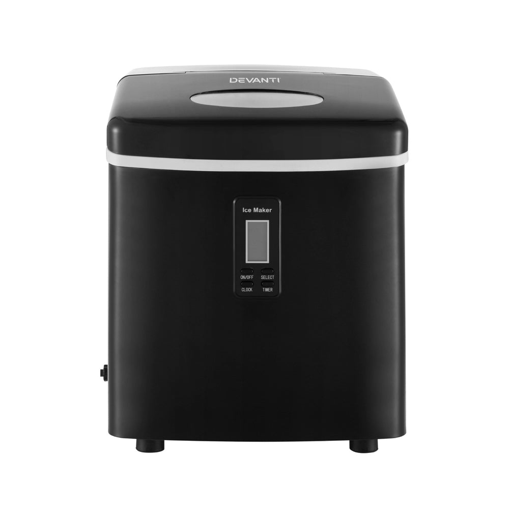 Portable Ice Cube Maker 0.6kg/hr Adjustable S/M/L Bullet Ice Home Bar Benchtop - Black - Homecoze