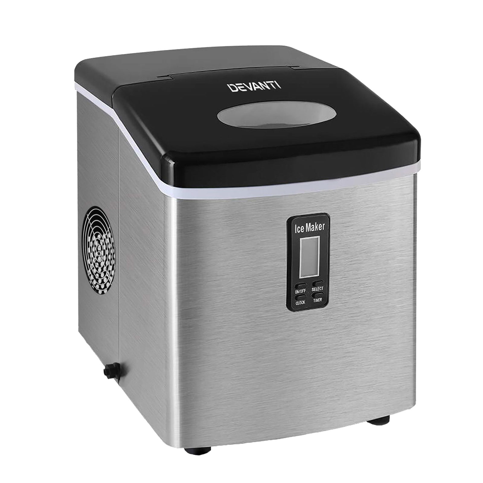 Portable Ice Cube Maker 0.6kg/hr Benchtop Ice Machine - Stainless Steel - Homecoze